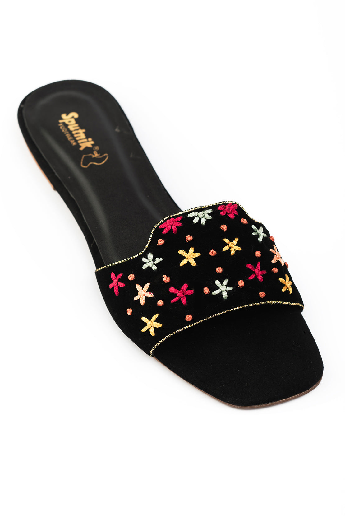 Black Multi Flat Slipper J03269/245