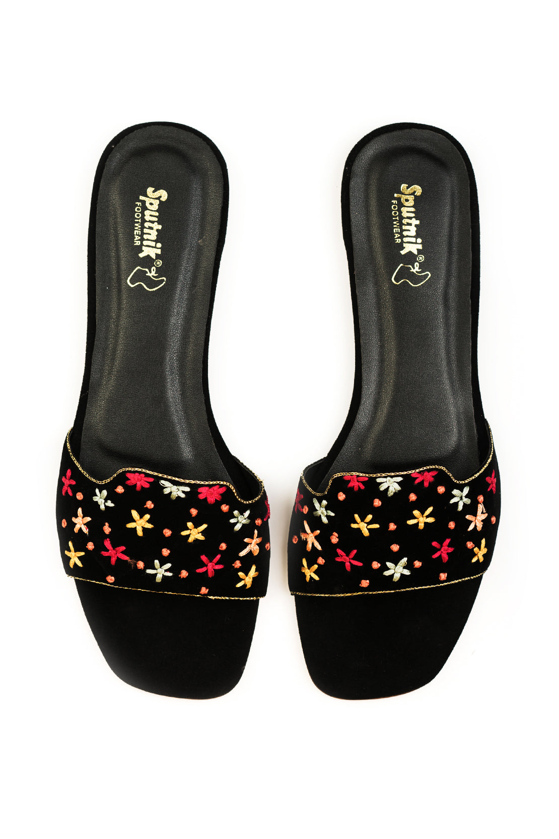 Black Multi Flat Slipper J03269/245