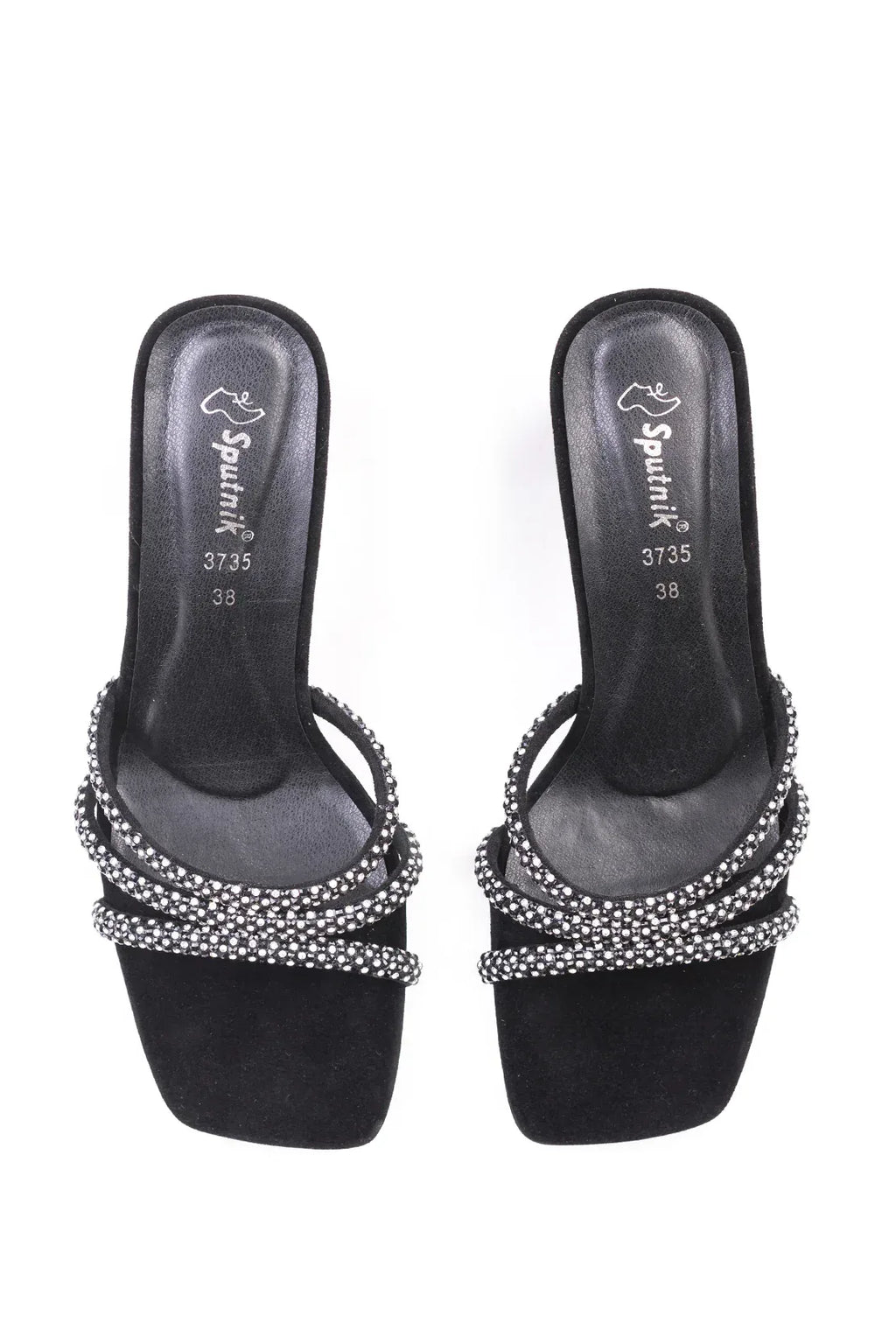 Black Suede Fancy Slipper K02723/2s0
