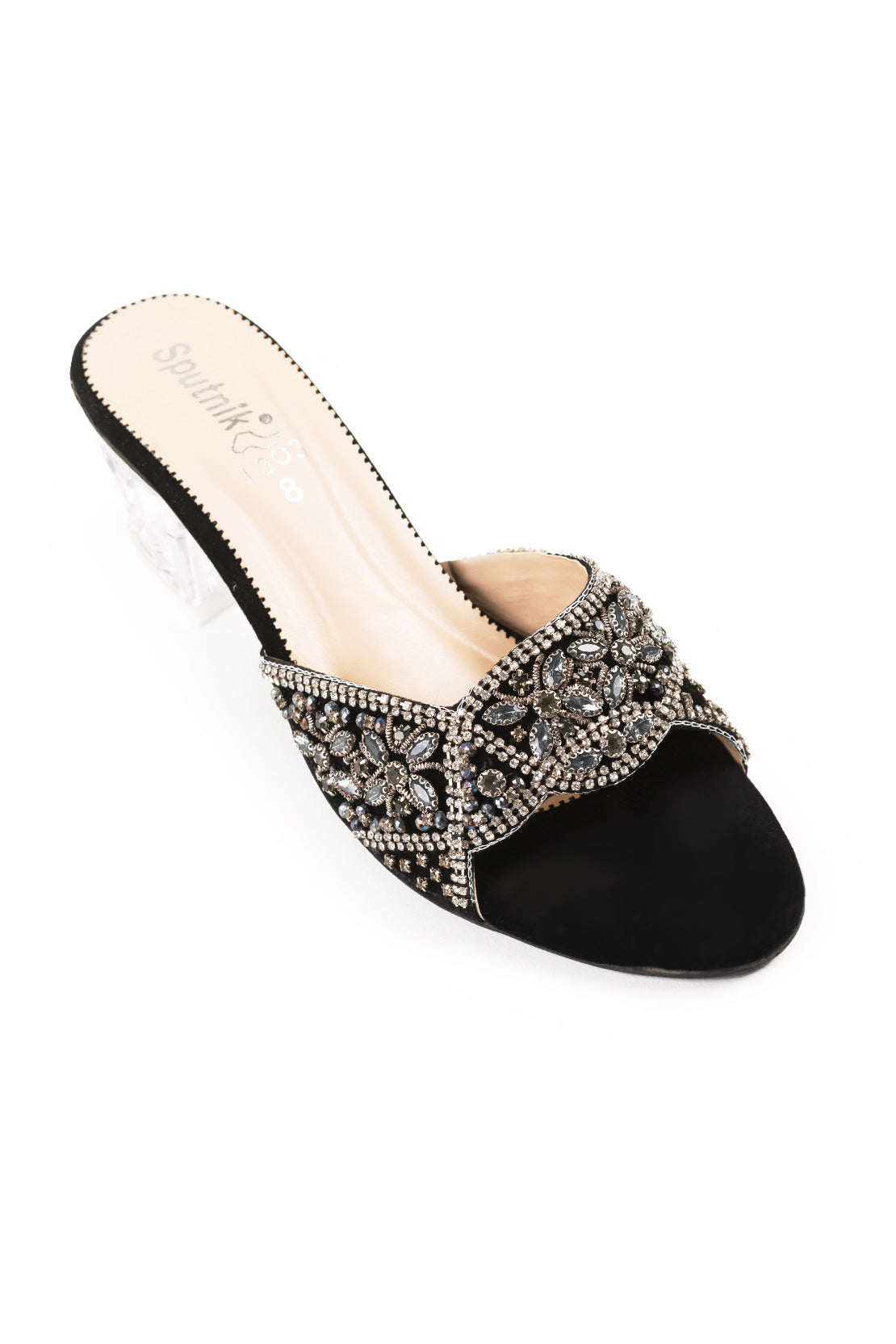 Black Suede Fancy Slipper K02416/2S0