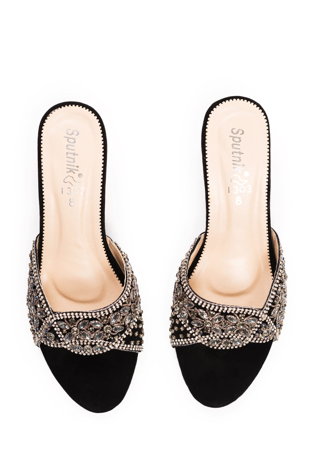 Black Suede Fancy Slipper K02416/2S0