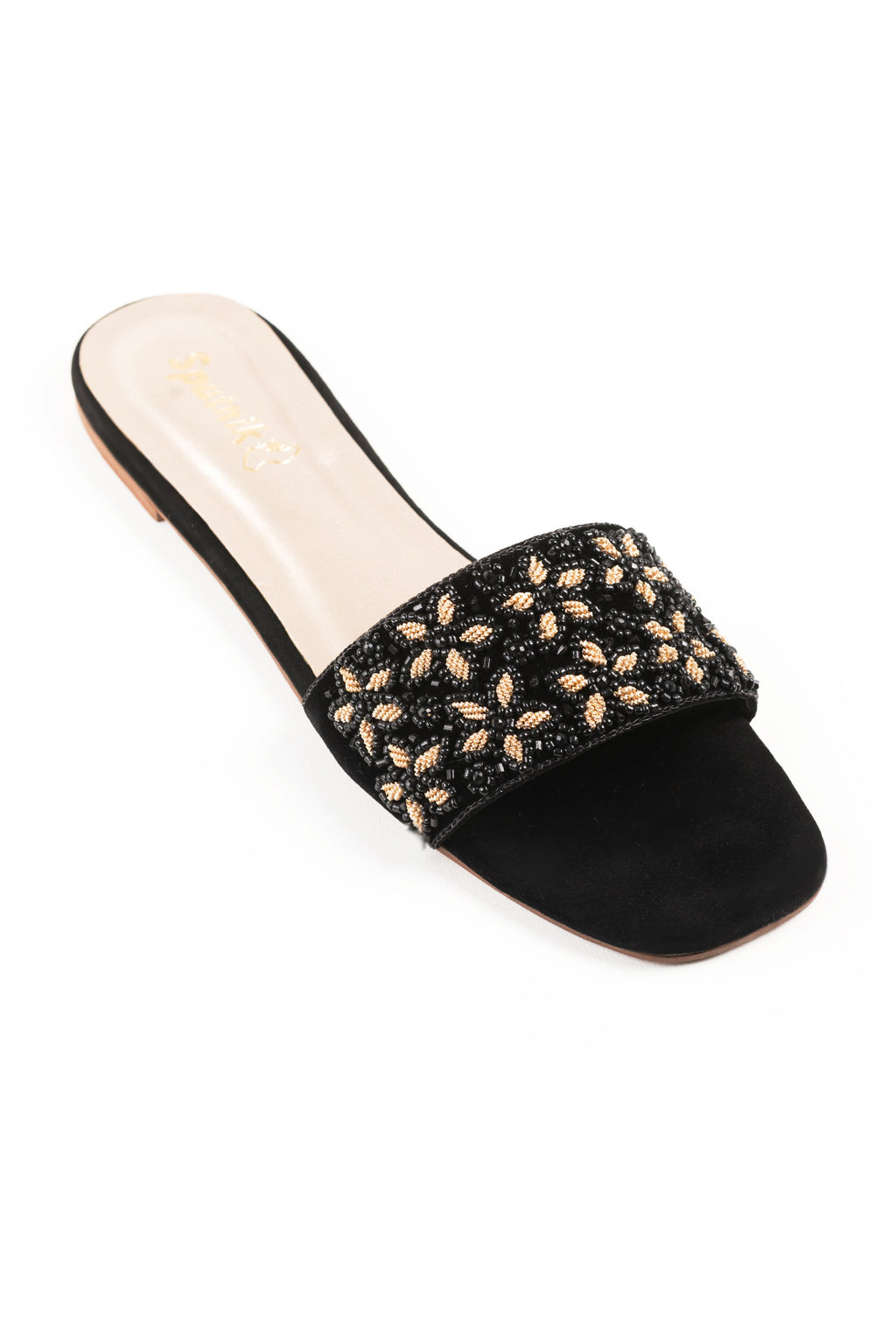 Black Golden Flat Slipper L03283/211