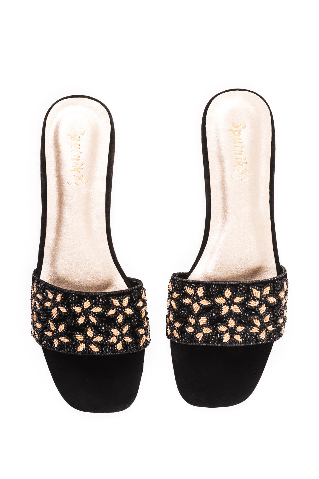 Black Golden Flat Slipper L03283/211