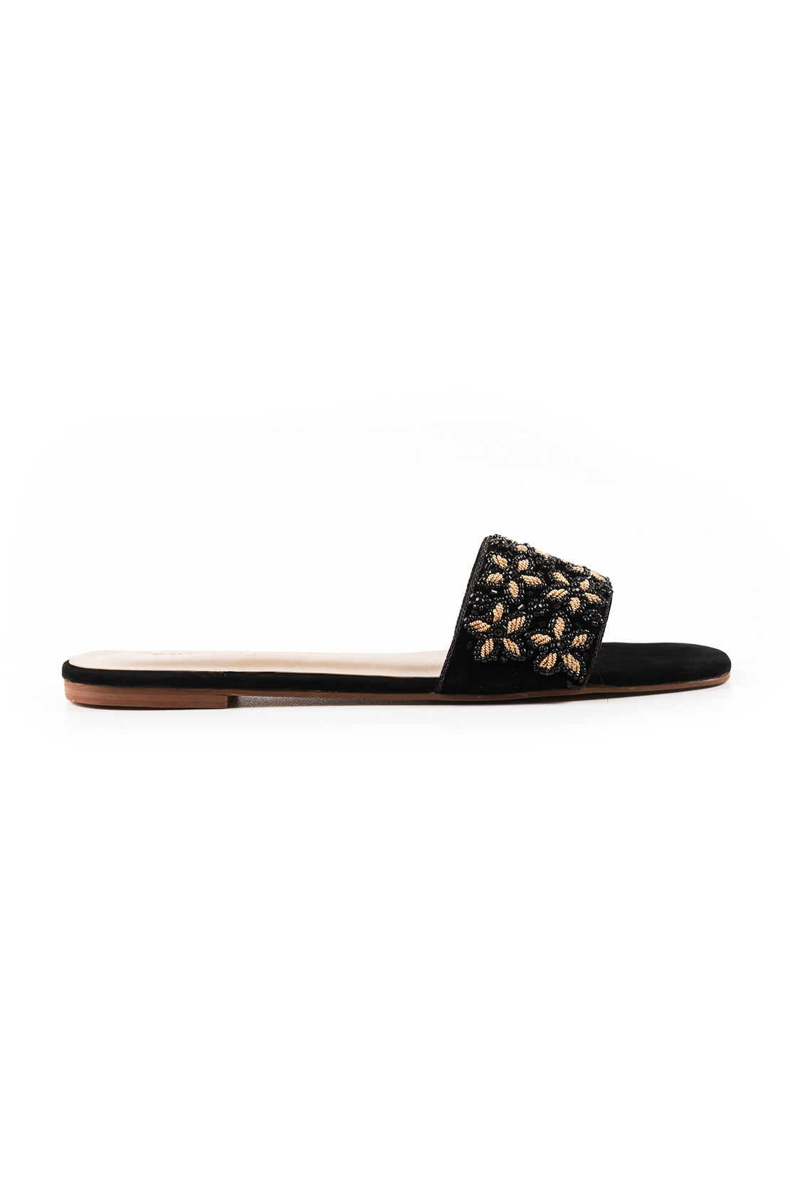 Black Golden Flat Slipper L03283/211