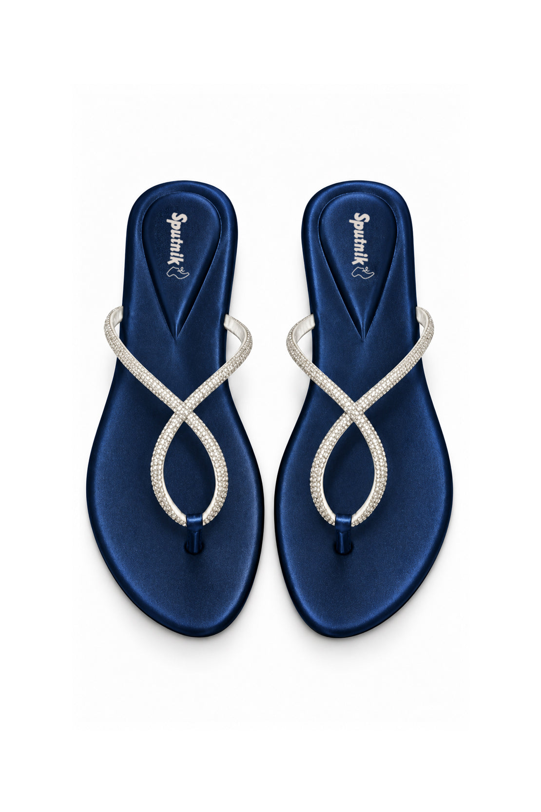 White & Blue Flat Slipper L02929/305