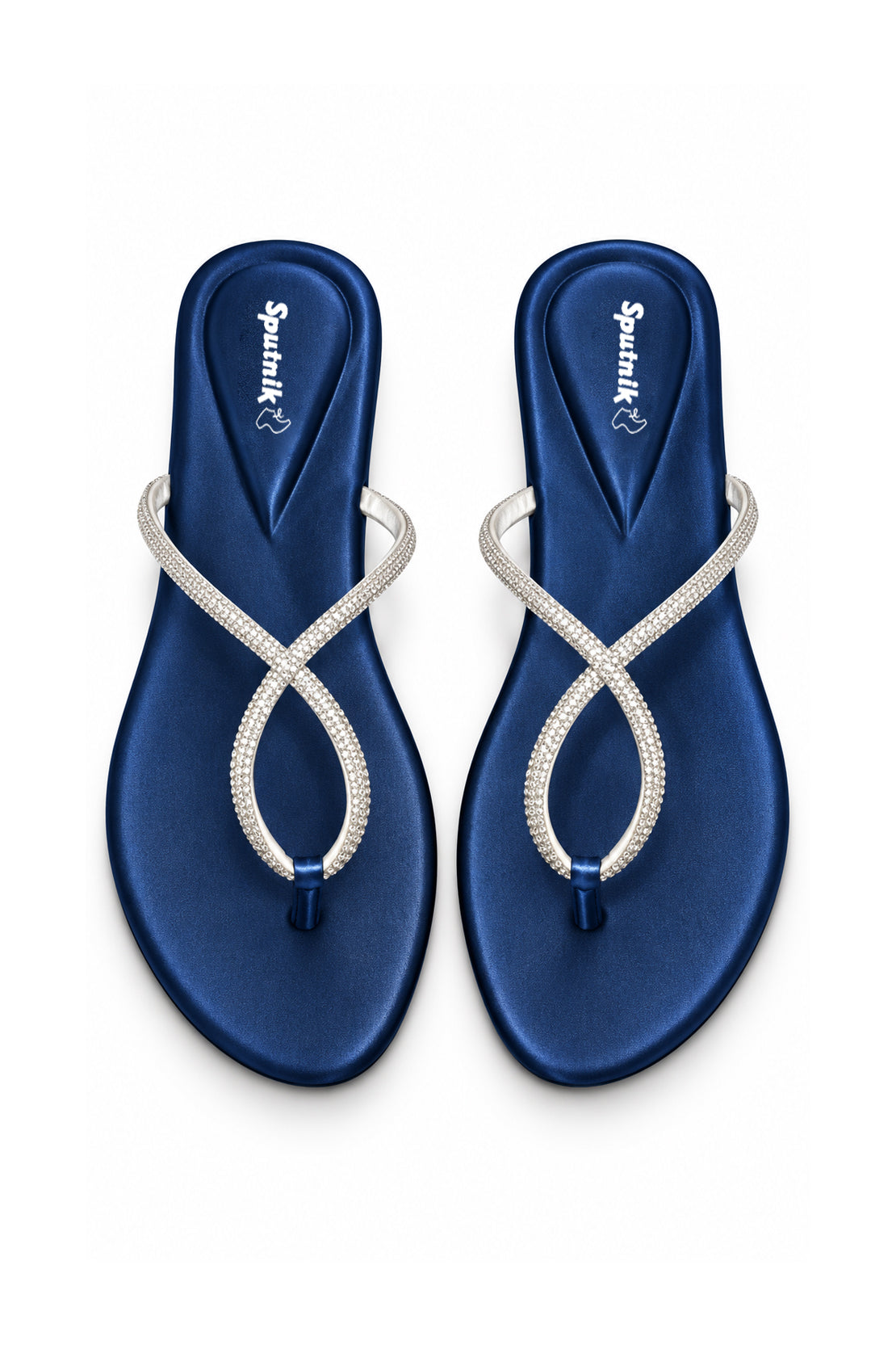White & Blue Flat Slipper L02929/305