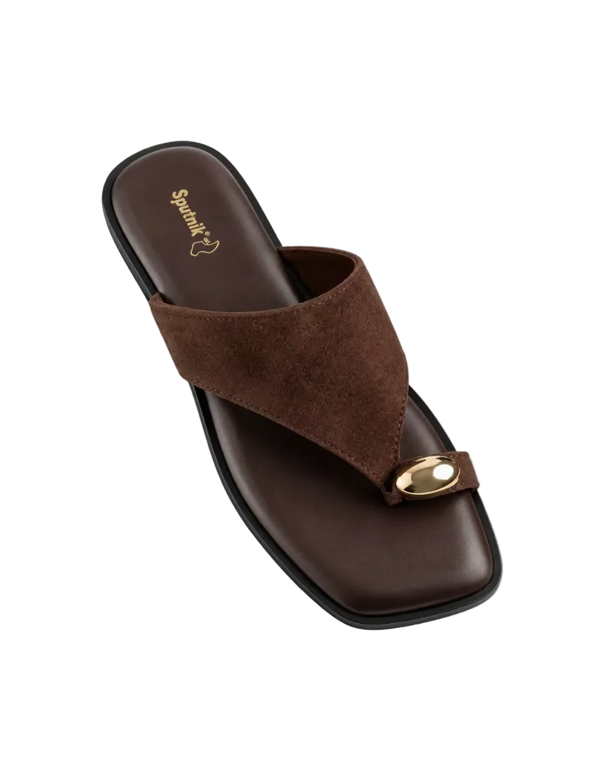 Brown Suede Flat Slipper L03280/1s0