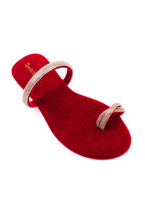 Maroon Suede Flat Slipper J02144/17s