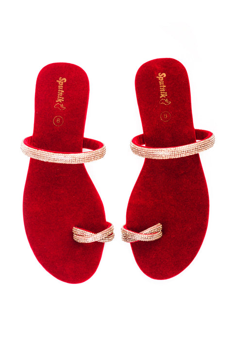 Maroon Suede Flat Slipper J02144/17s