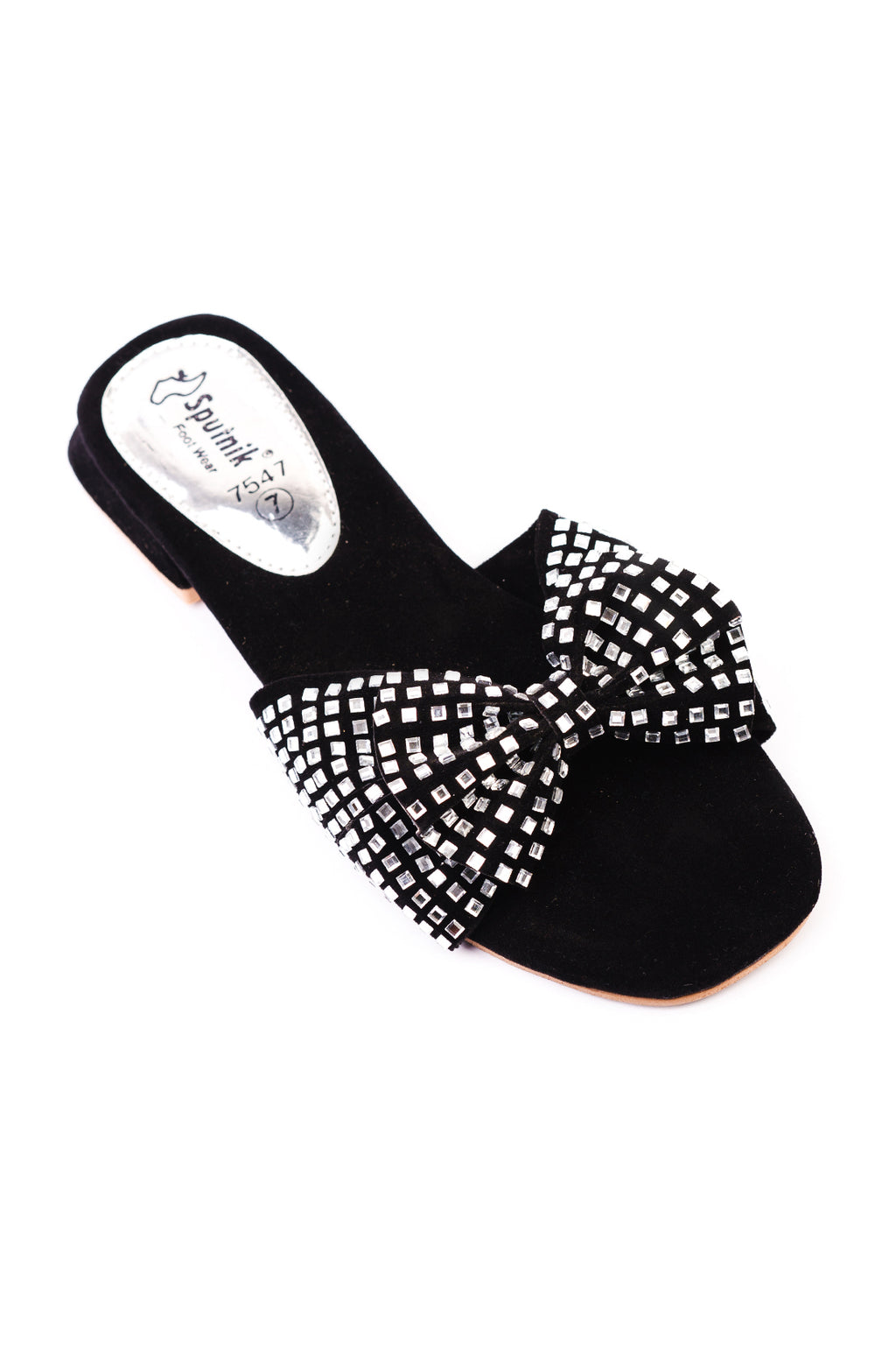 Black Silver Flat Slipper J02201/102