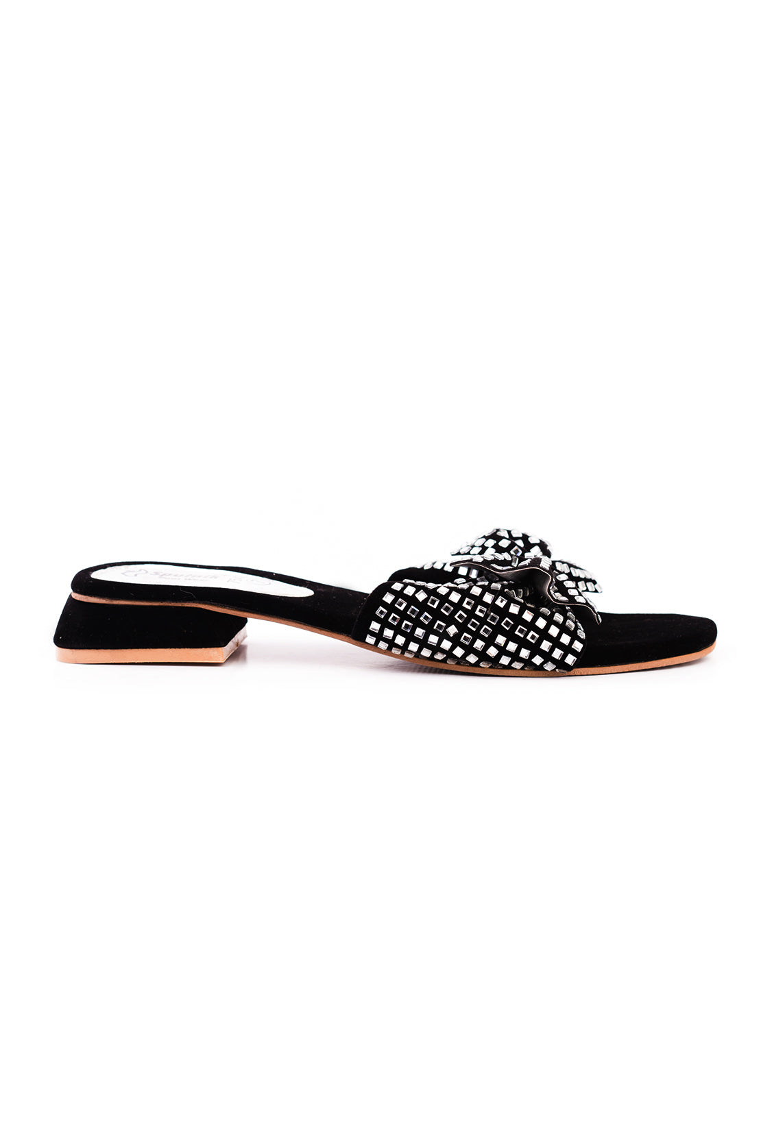 Black Silver Flat Slipper J02201/102