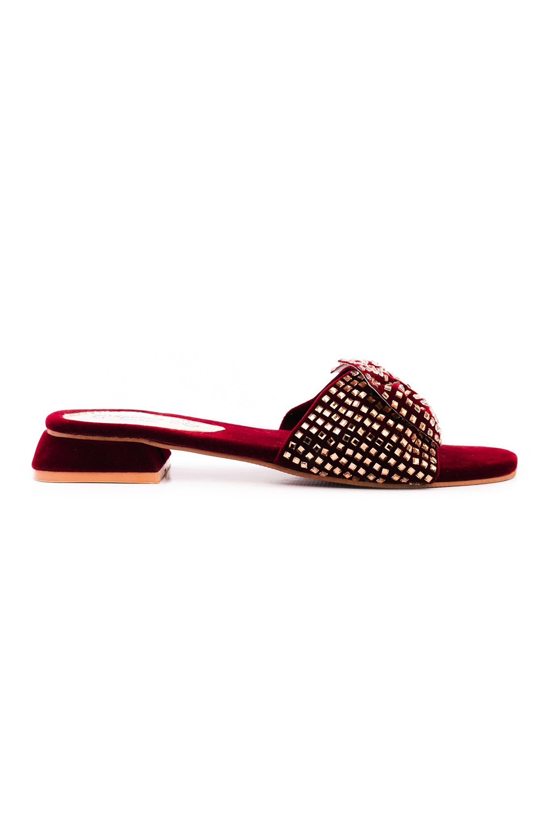 Maroon & Golden Flat Slipper J02201/117