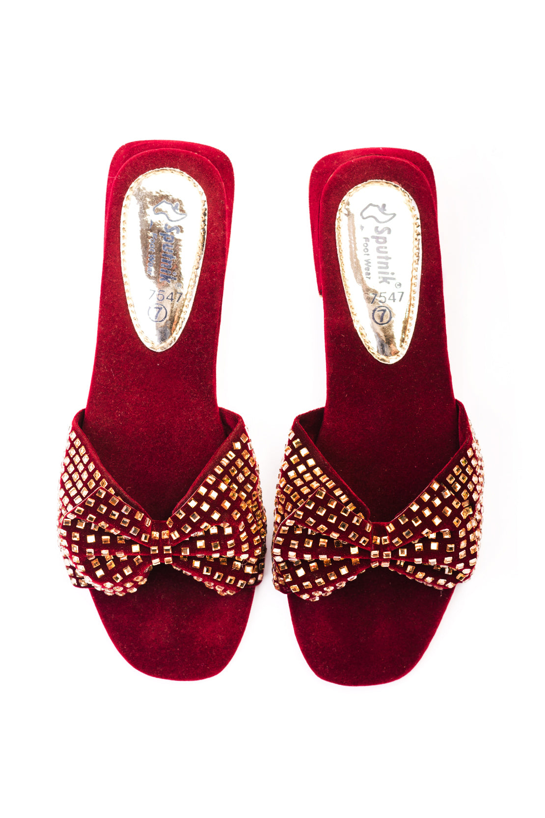 Maroon & Golden Flat Slipper J02201/117