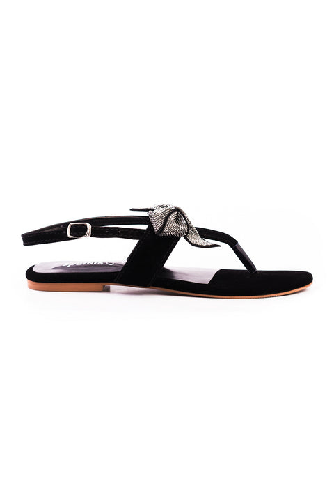 Black Suede Flat Sandal J03160/2s0