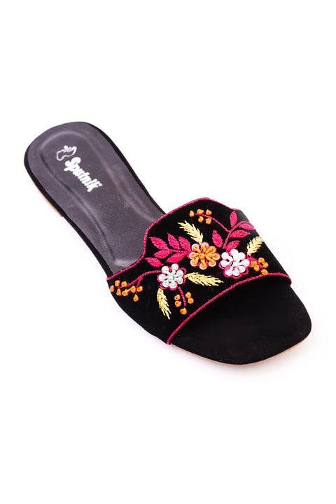 Black Multi Flat Slipper J03258/245