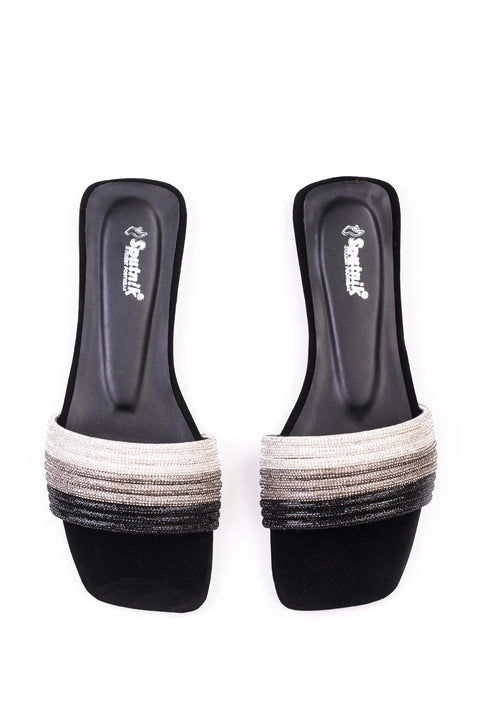 Black Champion Suede Flat Slipper K02109/2SC