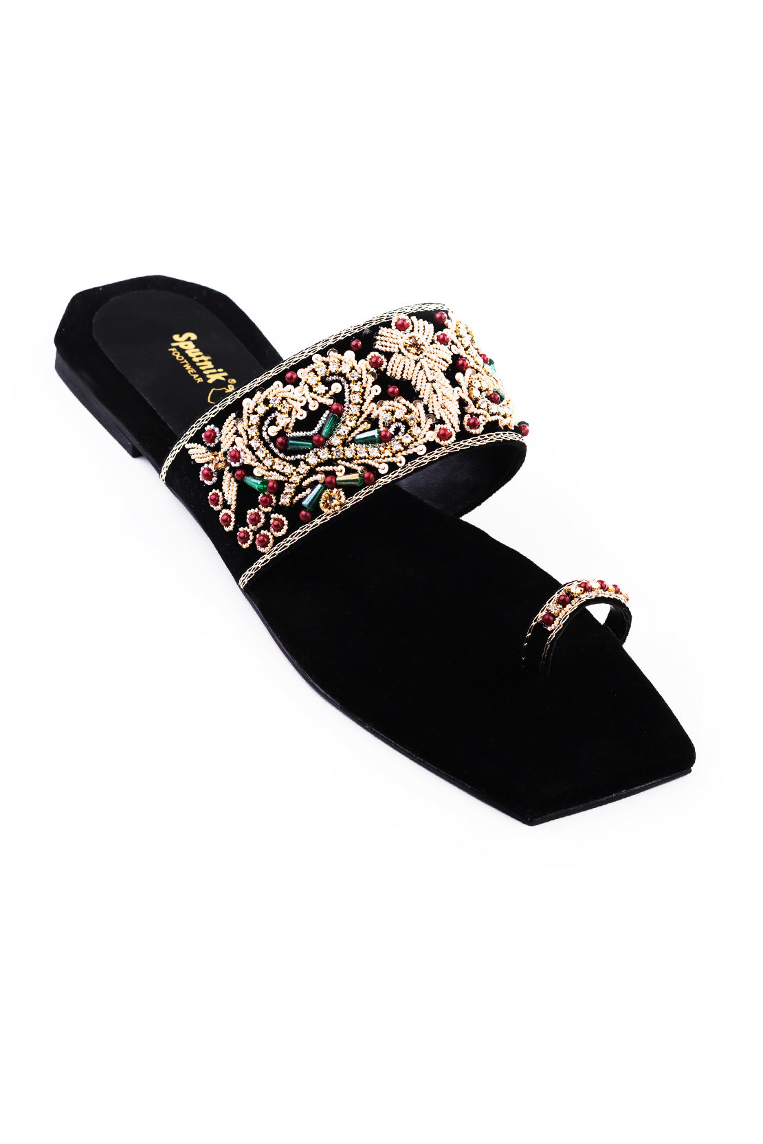 Black Multi Flat Slipper K02166/245