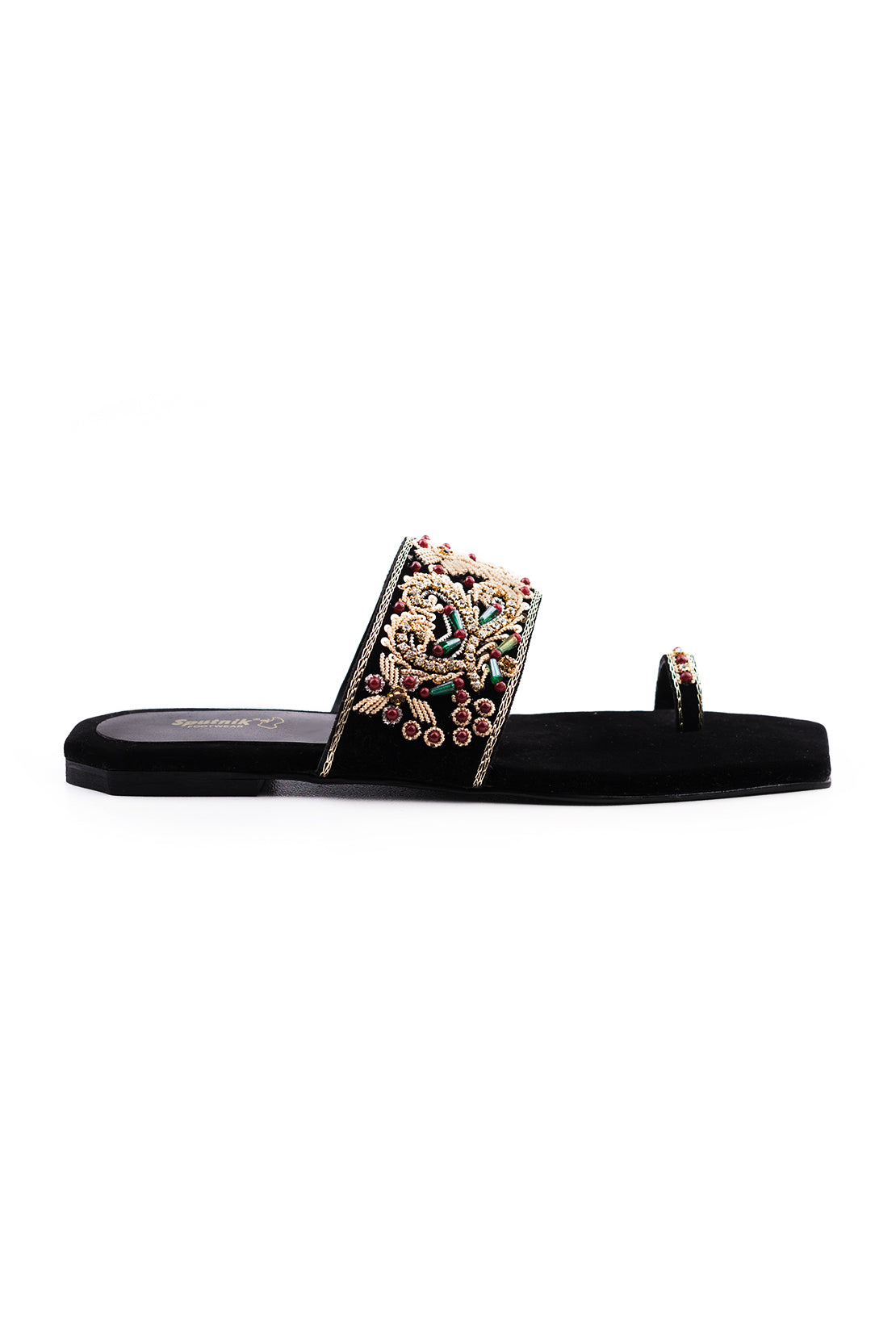 Black Multi Flat Slipper K02166/245