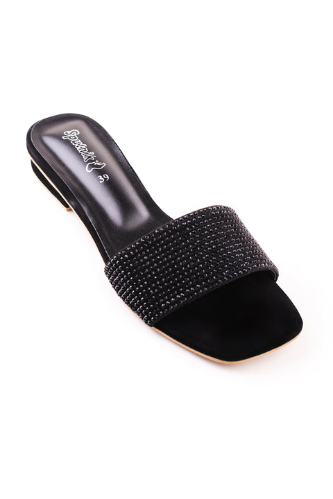 Black Suede Flat Slipper K02255/2s0