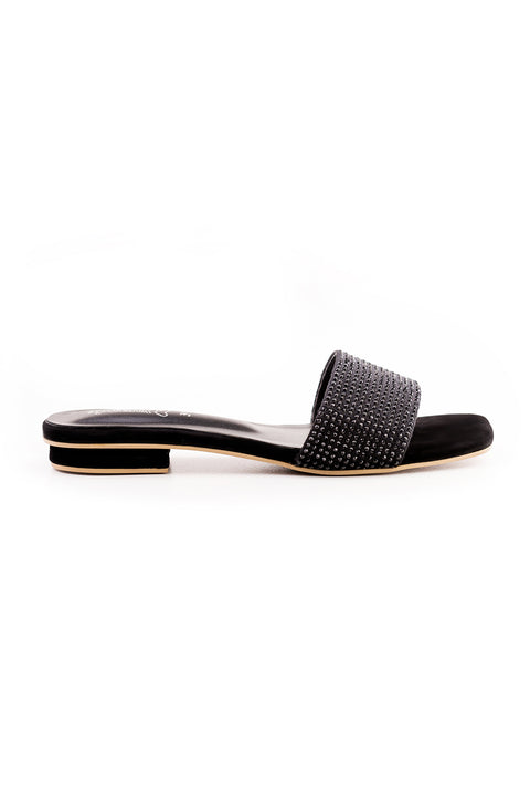 Black Suede Flat Slipper K02255/2s0