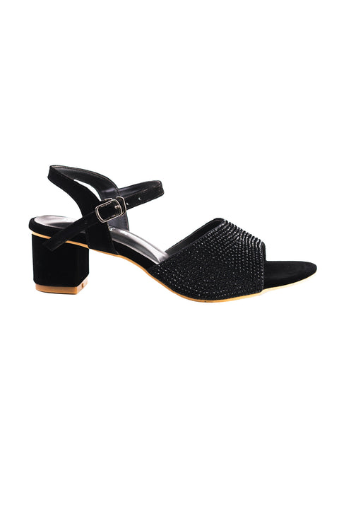 Black Champion Suede Fancy Sandal K02424/2SC