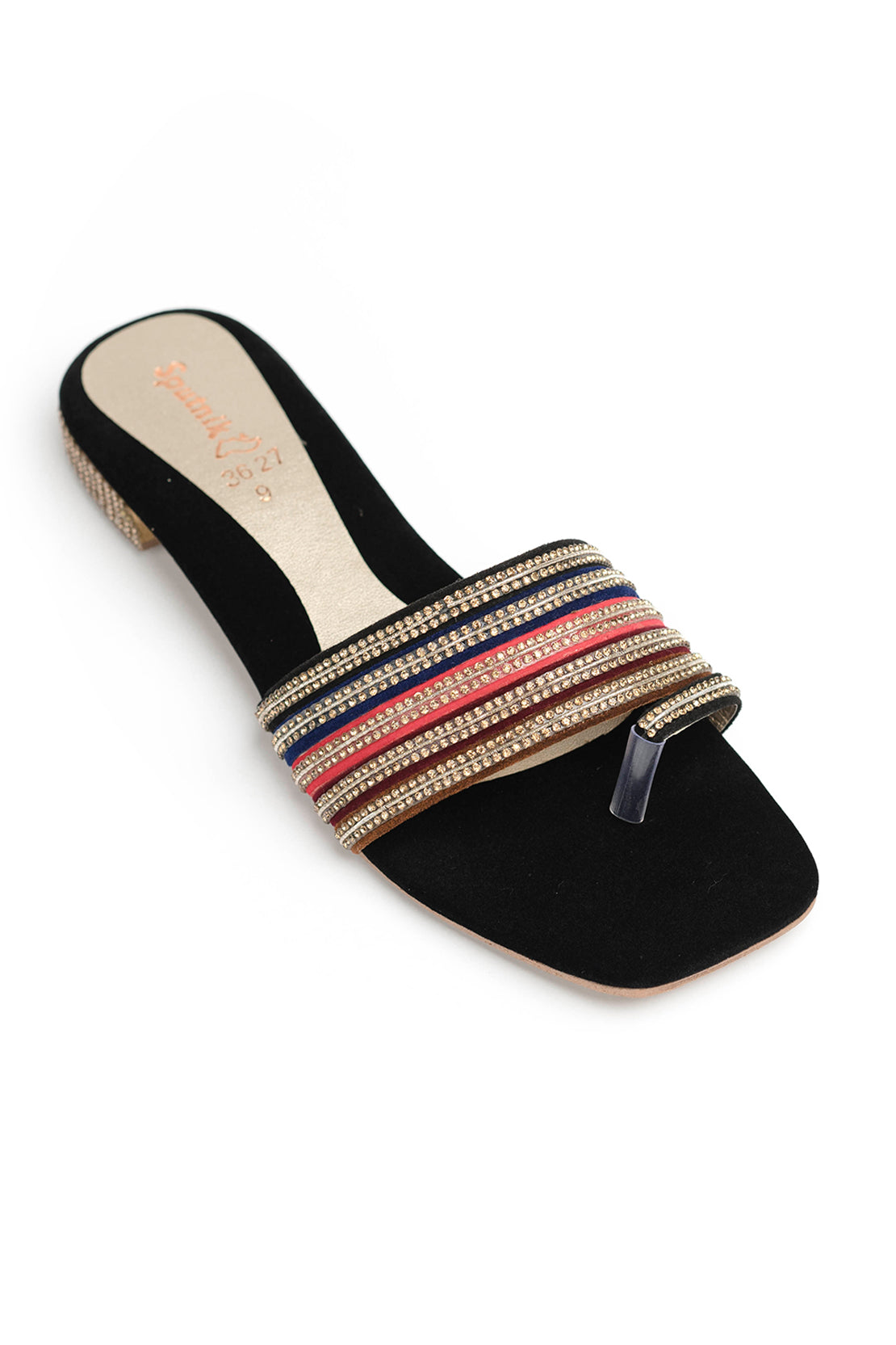 Black Multi Flat Slipper G02202/245