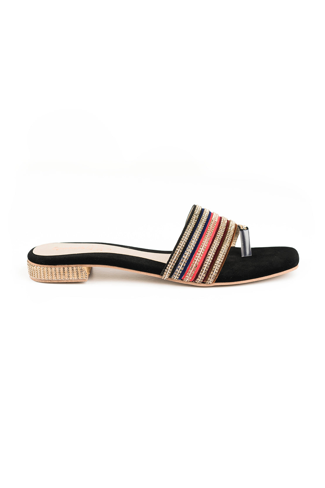 Black Multi Flat Slipper G02202/245