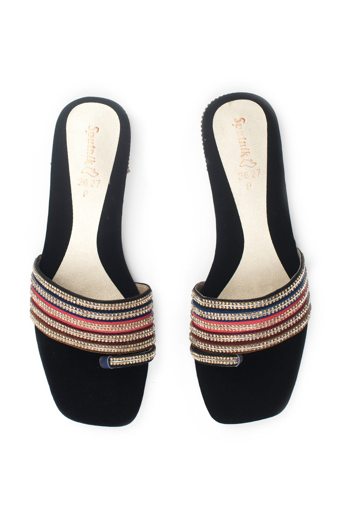 Black Multi Flat Slipper G02202/245