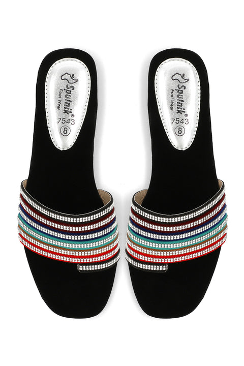 Black Multi Slipper J02213/245